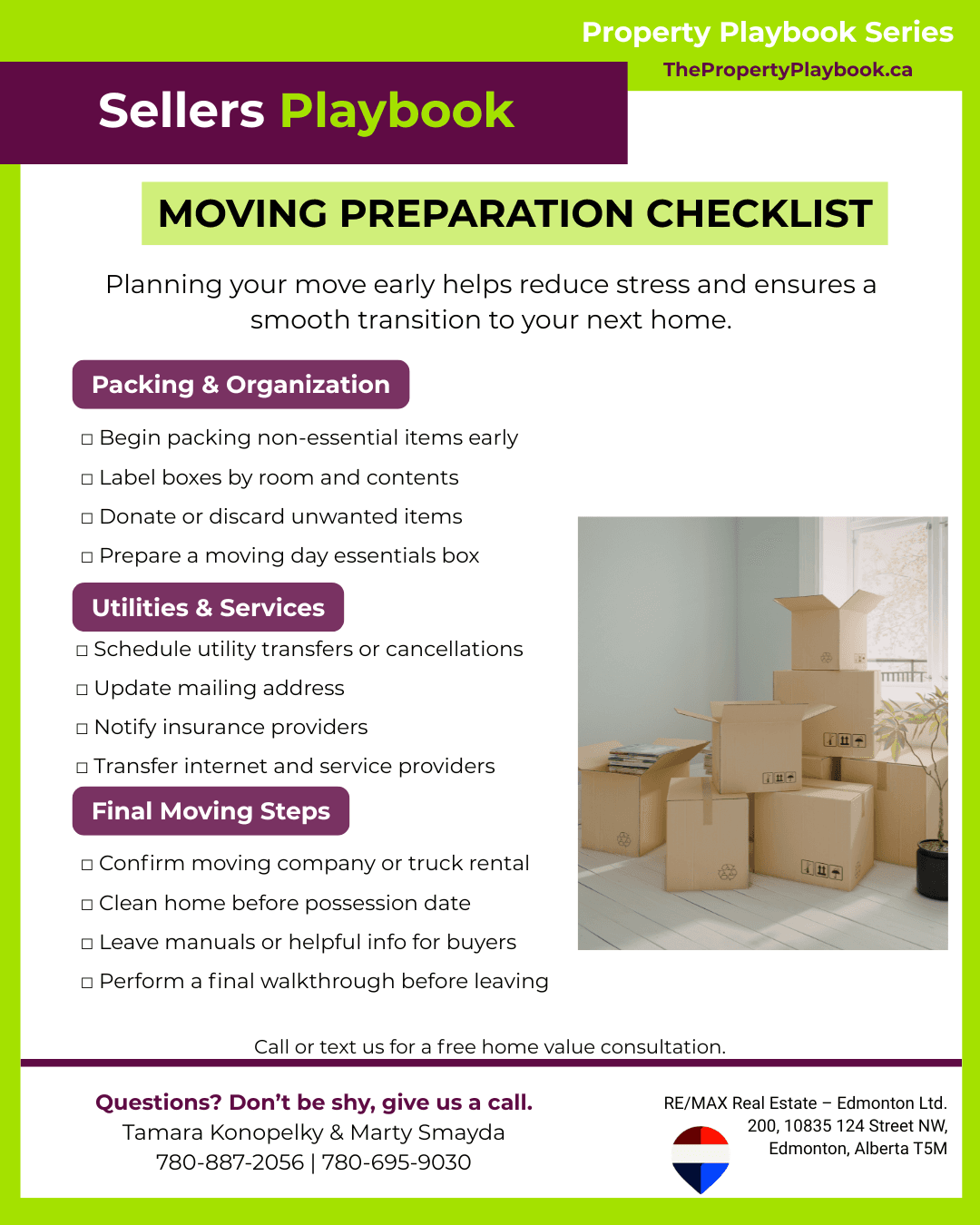 Cover of the Moving Preparation Checklist seller guide